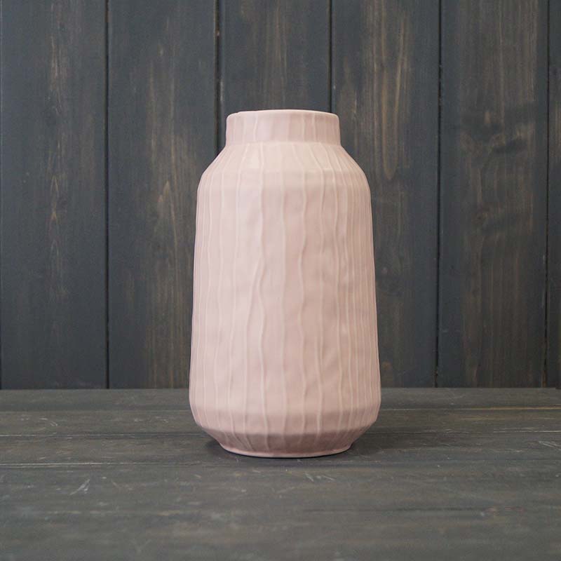 Large Glazed Pastel Pink Vase (19cm) detail page